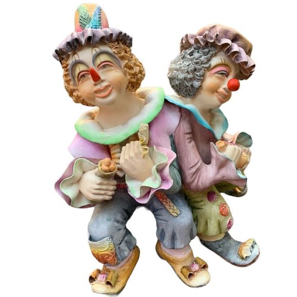 Handmade Circus Clown Kids Ceramic Sculpture Figure Made in Colombia by Guzman - Picture 1 of 9